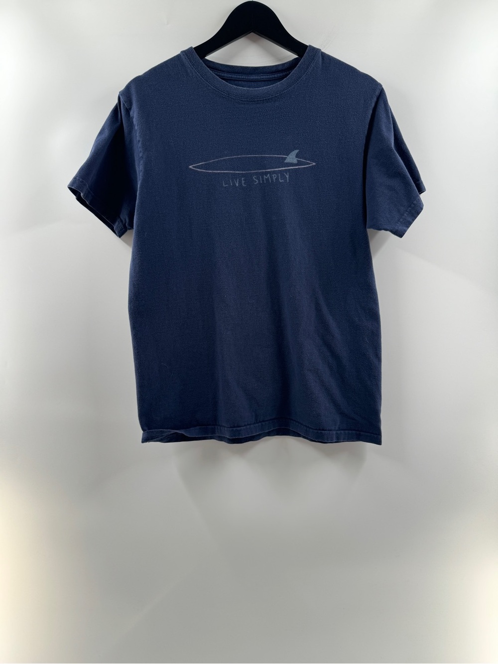 Patagonia Live Simply Surfboard T-Shirt Men’s Medium Navy Organic Cotton Slim Fi